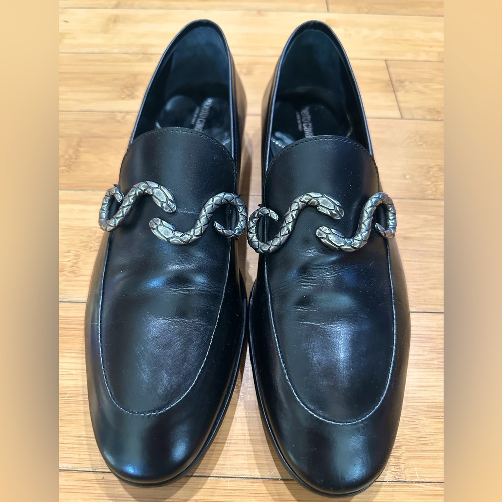Roberto Cavalli Moc Toe Slip-On Loafers With Snake Ornament Men’s Size 9.5 Black - Picture 2 of 10